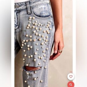 GRLFRND Barney’s New York Karolina Pearl Distressed Denim Jeans Sz 28 Blue Moon